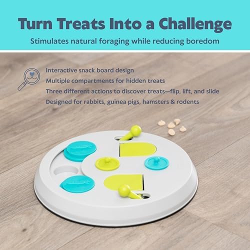 Trixie Rabbit Flip Board – Interactive Bunny Toy for Indoor Rabbits with 3 Opening Techniques – Treat Dispenser for Rabbits, Ferrets, Chinchillas & More – Multicolor, 9.5 x 9.5 x 2.75 in