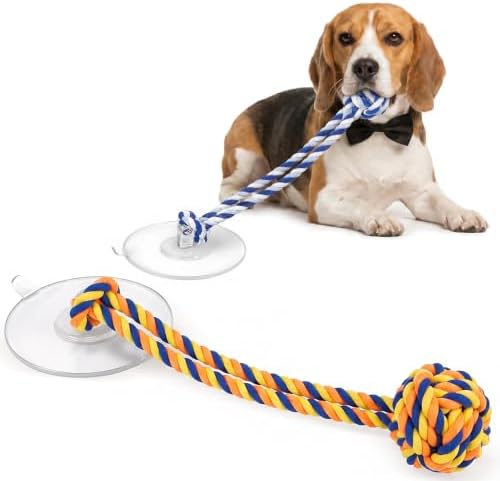 Dog Rope Toy with Suction Cup Interactive Tug of War Toy 2Pcs