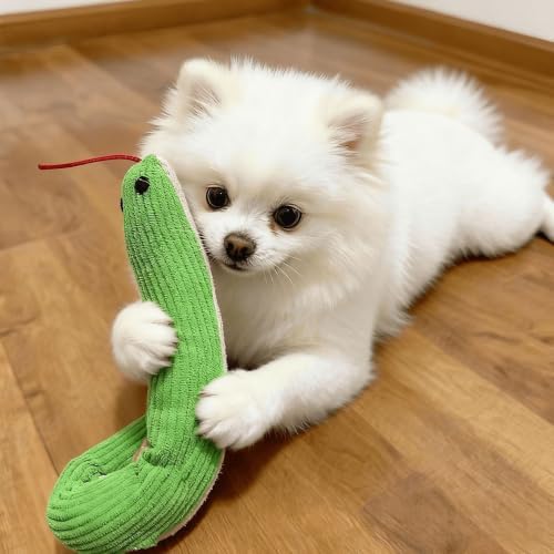 Squeaky Snake Dog Toy, Durable Corduroy Interactive Chew Toy for Small Medium Dogs, Soft Plush Teething Toy for Puppy Boredom Relief