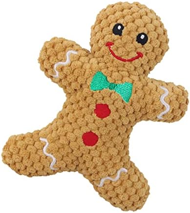Dog Squeaky Toy Interactive Train Supplies Cloth Reduces Destructive Suitable for Small Medium Large Dog Pets, Gingerbread Man
