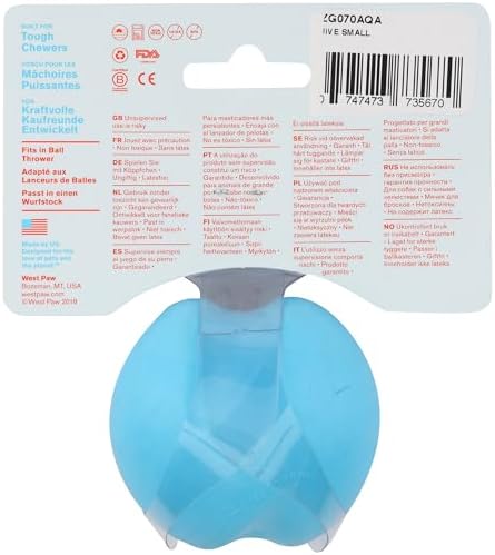 WEST PAW Zogoflex Jive Ball Dog Chew Toy – Bouncing Toys for Dogs, Fetch, Catch, Chewing, Play – Floatable, Recyclable Balls – Latex-Free, Non-Toxic, Dishwasher Safe Dog Toy, Small 2.5", Aqua Blue