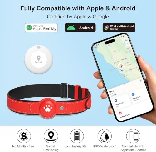 New GPS Tracker for Dogs: Smart Pet Collar with Real-Time Tracking,No Monthly Fee/Subscription (iOS & Android) Waterproof, Anti-Lost,365-Day Long Battery Life GPS Tracker Dog Collar(Tracker Included)
