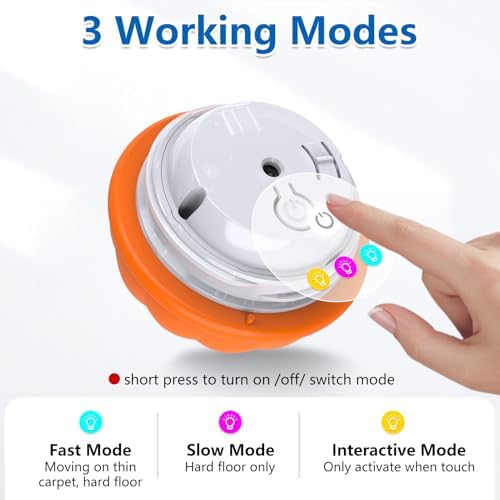 Muhhiba Interactive Dog Toys, Automatic Rolling Ball for Puppy/Small Dogs, Squeak Dog Toy, Touch Activated, USB Rechargeable