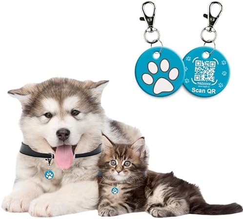 tag8 QR Code ID Tag for Dogs & Cats, Real-Time Scan Alerts, Online Pet Info Access, No Subscription or Fees, Durable Pet Tag for Collars - Blue