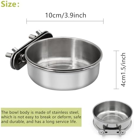 Bird Feeding Dish Cups, Stainless Steel, 2 Pack, Small