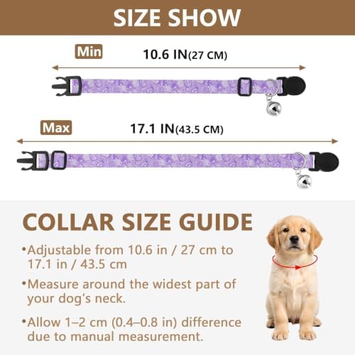 Marble Purple Easy to Clean Small Dog Collar 2 Pack Collars for Cats