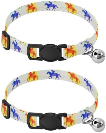 Rainbow Horse Riders Soft Cat Collar, 2 Pack Dog Bell Collar