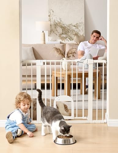 Babelio Baby Gate with Adjustable Cat Door, CatPrivilege III, 29-43"