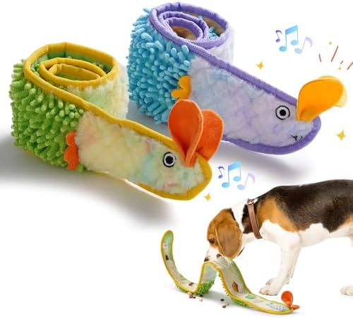 Nocciola EEL Squeaky Dog Toy, Tough No Stuffing Toy for Tug of War, Puppy Interactive Puzzle Fun to Keep Them Busy, Cognitive Crinkle Dog Toy for Large Medium Small Breed, Blue&Yellow