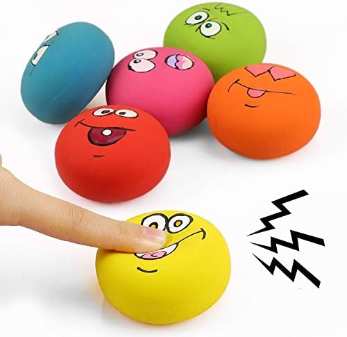 Smile Face Dog Squeaky Toys Soft Latex Squeak Balls for Puppy Small Pet Dogs 6 Pcs/Set