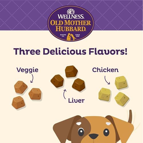 Old Mother Hubbard Wellness Training Bitz Assorted Mix Dog Treats, Natural Biscuits, 3 Flavors, 8 oz Bag (Pack of 2)