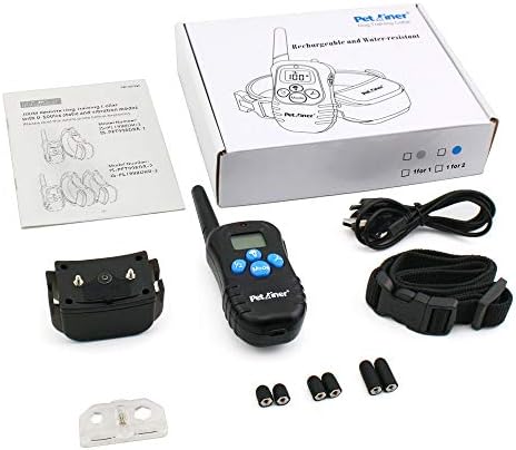 Petrainer PET998DRB1 Dog Training Collar Rechargeable and Rainproof 330 yd Remote Dog Training Collar with Beep, Vibra and Static Electronic Collar, black