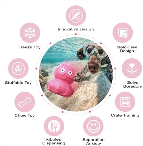 OYR 3-in-1 Dog Frozen Treat Ball, Large Size, No-Transfer Fill & Freeze Lick Cup, Treat Dispenser & Tough Chew Toy, Long-Lasting Enrichment Toy for Dogs Pink