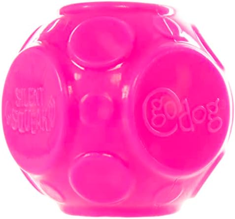 goDog 2-Pack Silent Squeak Ball Dog Toy Set, for Light to Moderate Chewers - Orange/Pink, 2-Pack