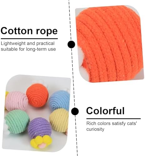 Cat Balls Toys for Indoor Cats, 6 Pcs Interactive Rope Chew Toy Balls with Crinkle Sound, 2-Inch Colorful Rope Ball for Kittens & Adult Cats, Chasing Play and Dental Health