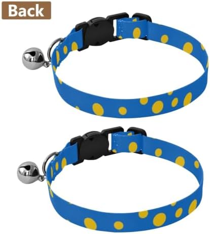 Yellow Blue Polka Dot Easy to Wear Kitten Collar 2 Pack Collars for Cats