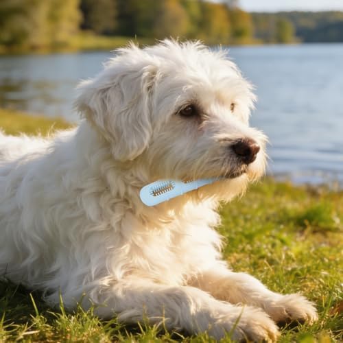 Sausage-Shaped Dog Chew Toy with Teeth Cleaning Bristles (Blue)