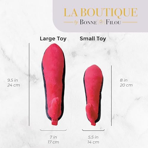 Bonne et Filou Red High Heel Plush Squeaky Dog Toy Durable and Soft Dog Chew Toy Perfect for Small and Medium Dogs Plush Toys for Aggressive Chewers (1 Small Size)