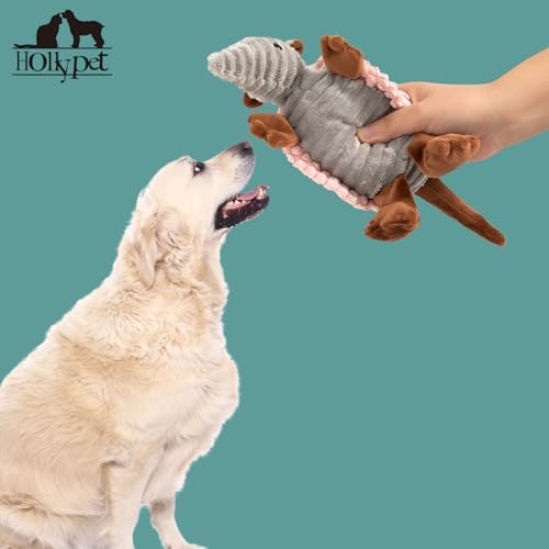 Hollypet Armadillo Squeaky Puppy Dog Toys for Small Medium Dogs, 8"