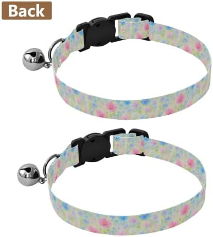 Watercolor Field Flowers Cat Collar 2 Pack Adjustable Pet Collar Adjustable Length 10.6" to 17.1"