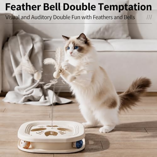 Interactive Cat Toys for Indoor Cats, 2-in-1 (White)