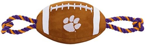 NCAA Clemson Tigers Football Dog Toy, Tough Quality Nylon Materials, Strong Pull Ropes, Inner Squeaker, Collegiate Team Color