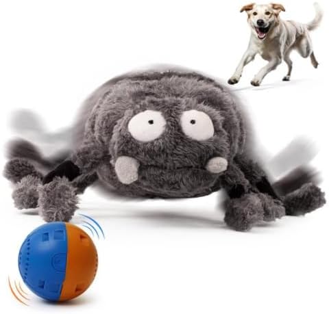 Interactive Dog Toys, Moving Squeaky Plush Dog Toy-Spider