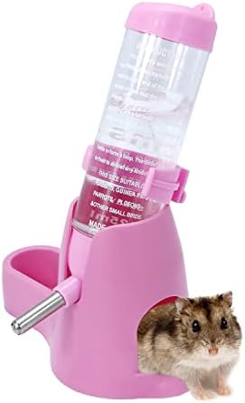 Wontee 3 in 1 Hamster Water Bottle with Food Bowl Hideout Base, 125ML, Pink