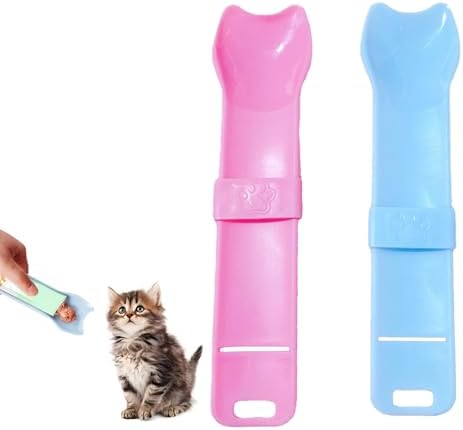 2pcs Cat Treat Spoon Squeeze, Cat Strip Feeders, Multi-Function Kitten Strip Squeeze Spoon for Wet Food Liquid Snack, Licky Treats Feeding Scoop Treat Dispenser Feeding Scoop for Puppies Small Pets