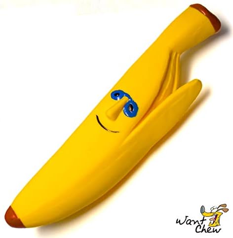 WantChew Latex Dog Squeaky Chew Toy, Peeled Banana
