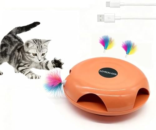 Interactive Whack-a-Mole Cat Toy — Automatic Mushroom Feather Pop-Up Play Toy for Cats, Cognitive Stimulation & Exercise, Durable Pet Entertaining Game (Orange)