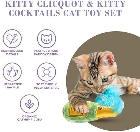 Haute Diggity Kitty Clicquot & Caviar + Kitty Cocktails Soft Plush Cat Toys