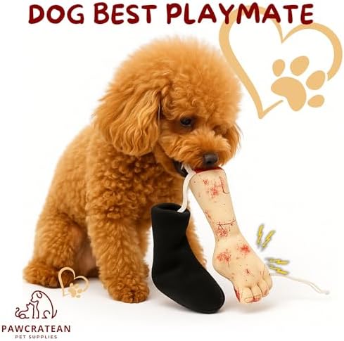 7" Squeaky Plush Toy for Puppies Small Dogs Self Etertainment Washable Soft Made [PET ONLY] (Sock & Foot)