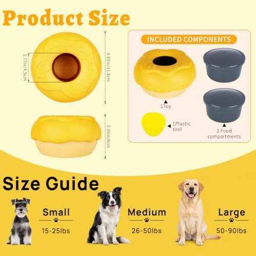 Dog Toy for Aggressive Chewers, Lick Bowl Freezable Treat Toy, Interactive Enrichment Toy, Mental Stimulation for Dogs, Keep Them Busy(Yellow)