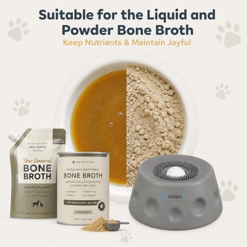 SAVAN IPA Slow Feeder Dog Bowls for Liquid with Rolling Ball, Interactive Lick Bowl Anti-Slip Slow Feeder for Wet Food, Water & Treats Lick Toy for Dogs Cats Large Medium Small (Gray)