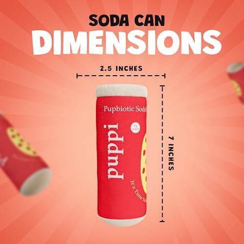 Soda Can Parody Dog Toy – Funny Squeaky Dog Toys for Interactive Play and Training – Durable, Easy to Clean, Birthday Gifts for Small, Medium and Large Dogs