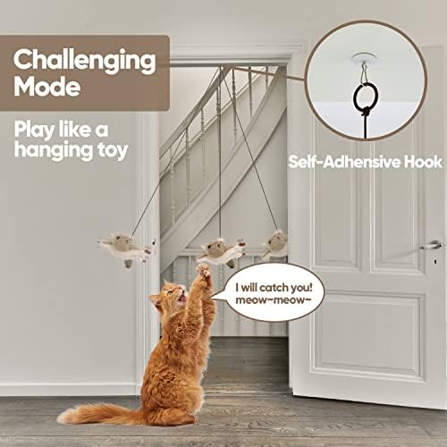 Flapping Cat Toy, Motion Activated Flying Squirrel with Catnip, 3 Modes & USB Rechargeable, Machine Washable Interactive Toy for Indoor Cats
