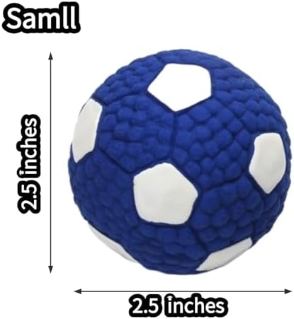 Squeaky Chew Dog Toys Interactive Sports Balls with Squeaker Soft Latex Rubber Bouncy Fetch Ball Toy (Soccer, Volleyball, Football, Tennis) for Puppy & Dog (Soccer,Small)