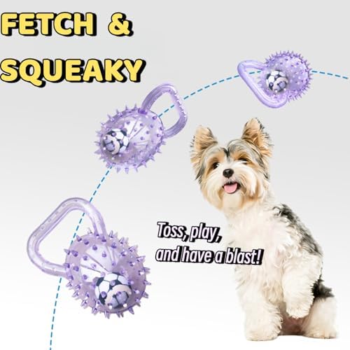 Tough Dog Ball Toy Durable Interactive Fetch Toys Strong Rubber Tennis Ball Included Squeaky Floating Chew Toy for Medium Large Breeds (Blue)