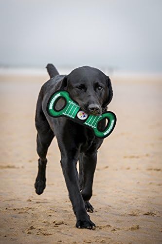 Pets First NFL Football Field DOG TOY with Squeaker. - PITTSBURGH STEELERS - For Tug, Toss, and Fetch. - Tough & Durable PET TOY (PIT-3030)