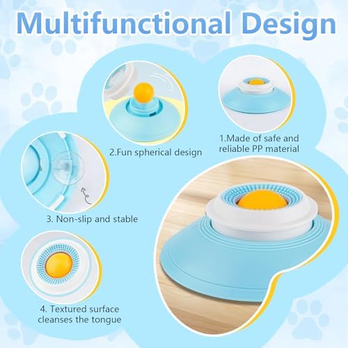Dog Cat Licks Toys for Liquid Food, Anxieties Relief Slow Feeder Dog Lick Ball Treat Dispenser, Non-Slip Licking Bowl Enrichment Toys to Keep Them (A)