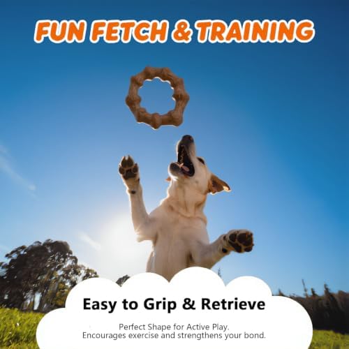 MECOOL Durable Nylon Dog Chew Toy – Bacon Flavored Ring Shape for Aggressive Chewers, Tough Interactive Fetch & Tug Toy for Medium Large Dogs, Long-Lasting Flying Disc Alternative