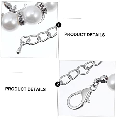 Kisangel Adjustable Imitation Pearl Pet Necklace Collar with Ribbon Bow Durable Wedding Collar for Cats and Dogs Smart and Comfortable Jewelry Accessory for Parties and Walks