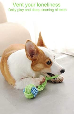 Sunglow Dog Toy Interactive Chewing Rope Ball Toys Natural Cotton Washable Durable Tug of War for Small Medium Dogs Puppies Training Playing Teeth Cleaning (Drop Ball)