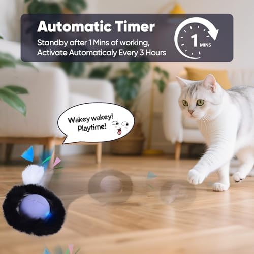 ORSDA Cat Toys for Indoor Cats, Interactive Activated Moving Ballt, Automatic Fast Rolling Ball for Adult Cats, Exercise Kicker Mouse Catching Game