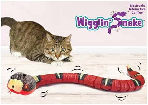 SPOT Wigglin' Snake - Electronic Interactive Cat Toy, Touch Activated Snake Slithers and Slides to Entertain Cats and Kittens, Smart Sensors Detect & Avoid Objects, USB Rechargeable - 15 inch