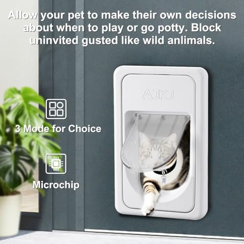 Smart Electronic Pet Door, Automatic Cat Dog Door with 3 Modes, Battery Powered Electronic Sensor Pet Door with 1 Sensing Key, Fit for Small/Medium Pets Up to 35lbs - Small Size