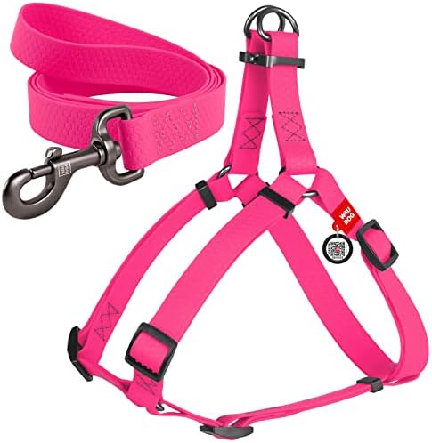 Waterproof Dog Harness 3/5 Wide Pink/Waterproof Dog Leash 6Ft Pink