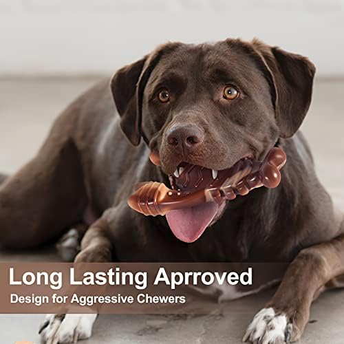 PETSTA Indestructible Dog Toys for Aggressive Chewers, Extreme Tough Dog Toys for Large Dogs, Real Beef Flavored, Dog Bone for Medium/Large Dogs Breed