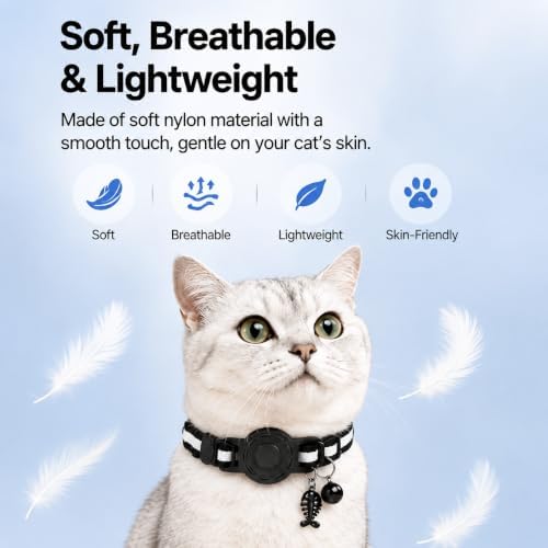 Pet Tracker,GPS Collar for Cats (iOS Only) Smart tag,Waterproof Compatible with Apple Find My,No Monthly Fee,Advanced Tracking Solution Smart Collar for Pet Safety Ideal Small Large Cats